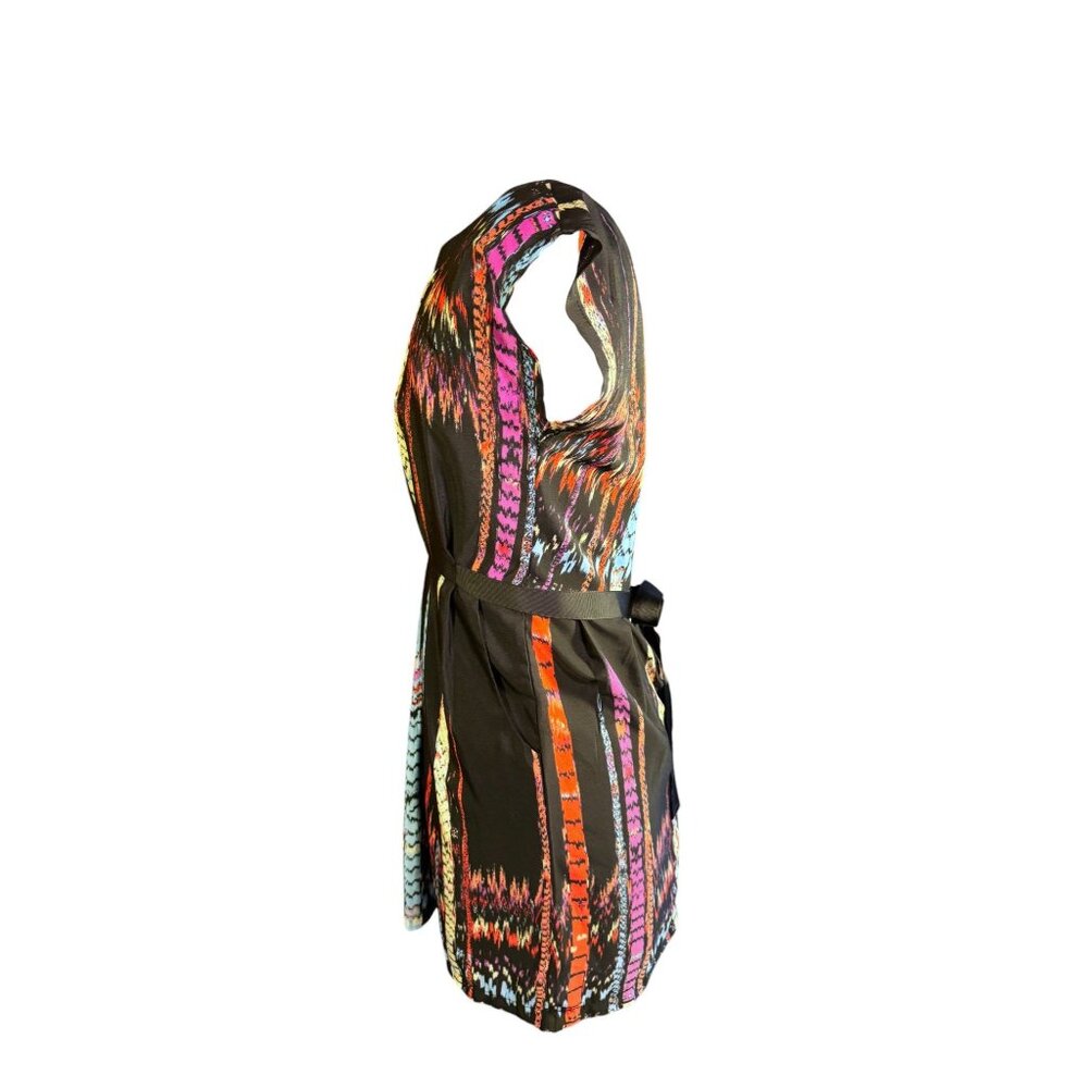 Be Bop Womens Sleeveless Black Multicolor Dress With Back Zipper & Tie Belt - Picture 7 of 10